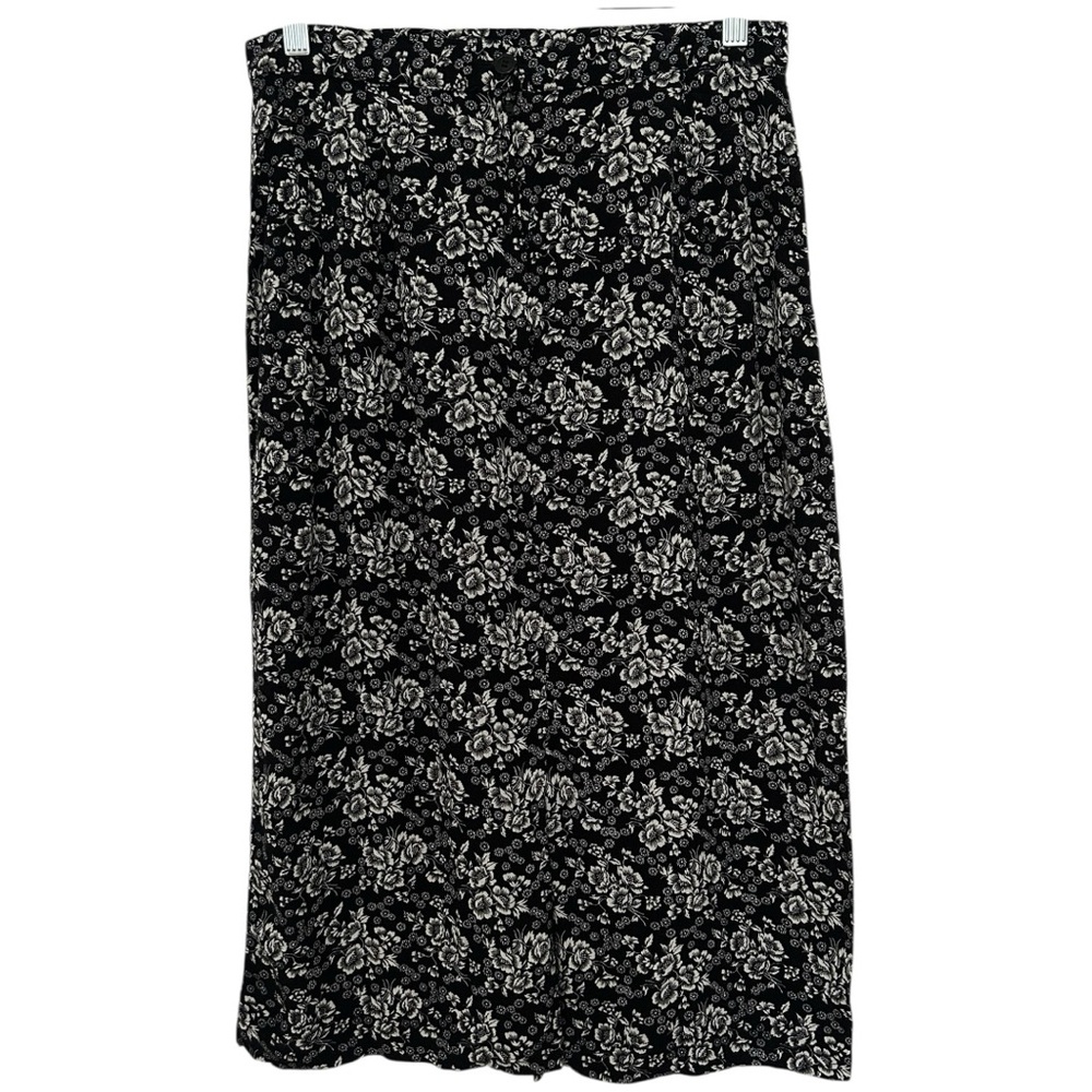 Erena Women’s Vintage Black and White Floral‎ Midi Skirt  Sz 12(28)